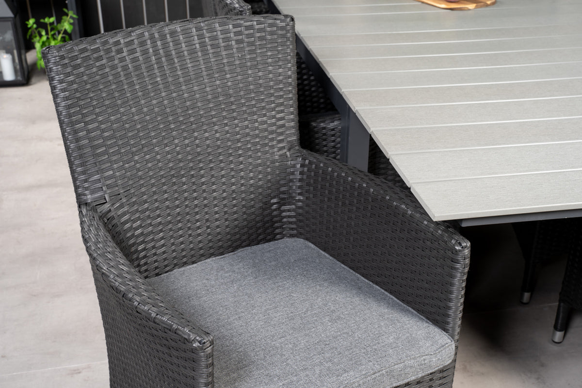 Venture Design Levels & Malin Matbord 229x100x75 + Matstolar Svart