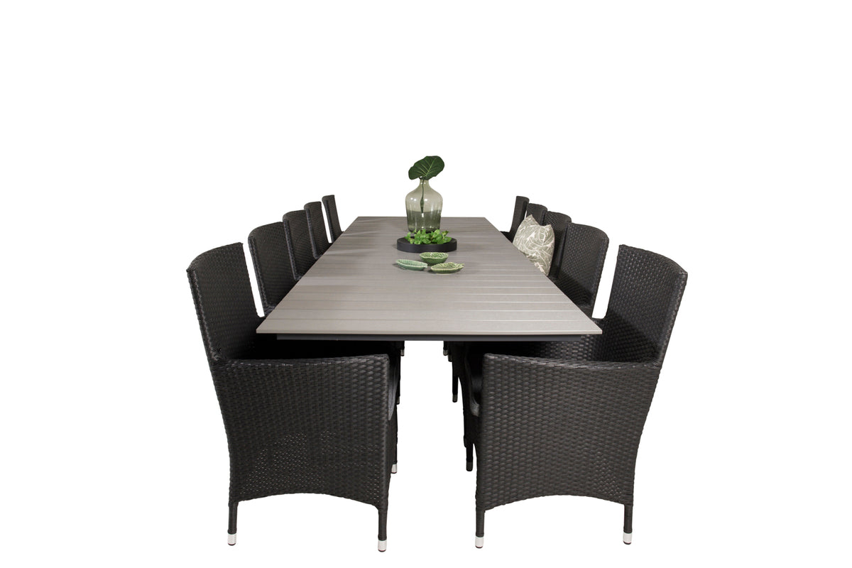 Venture Design Levels & Malin Matbord 229x100x75 + Matstolar Svart