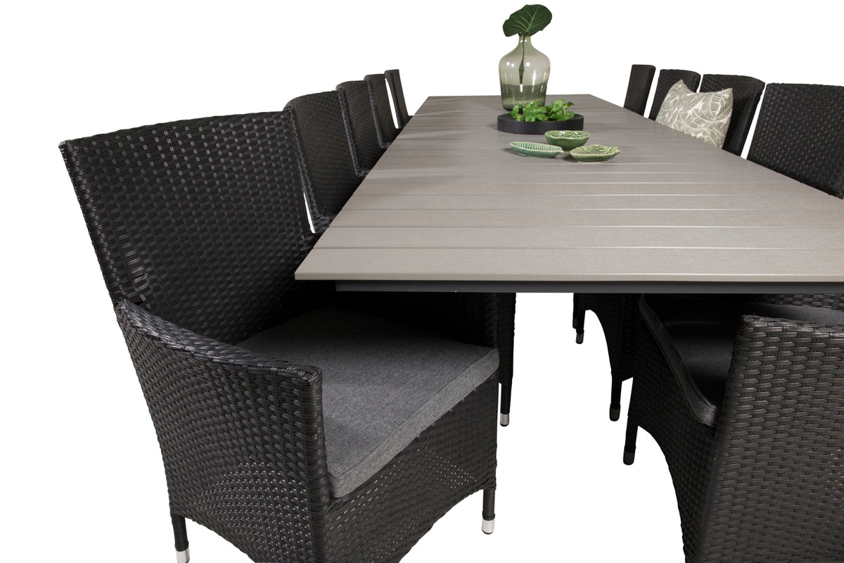 Venture Design Levels & Malin Matbord 229x100x75 + Matstolar Svart