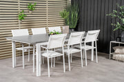 Venture Design Levels & Santorini Matbord 229x100x75 + Matstolar Vit