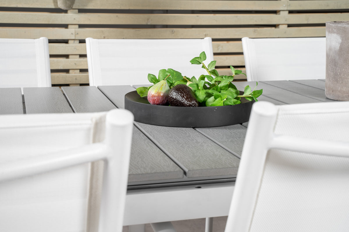 Venture Design Levels & Santorini Matbord 229x100x75 + Matstolar Vit