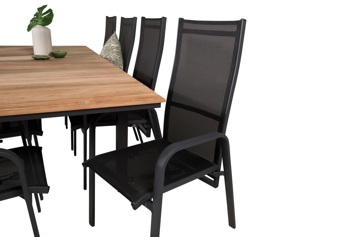 Venture Design Copacabana & Mexico Reclinerstolar Svart + Matbord 90x180/240