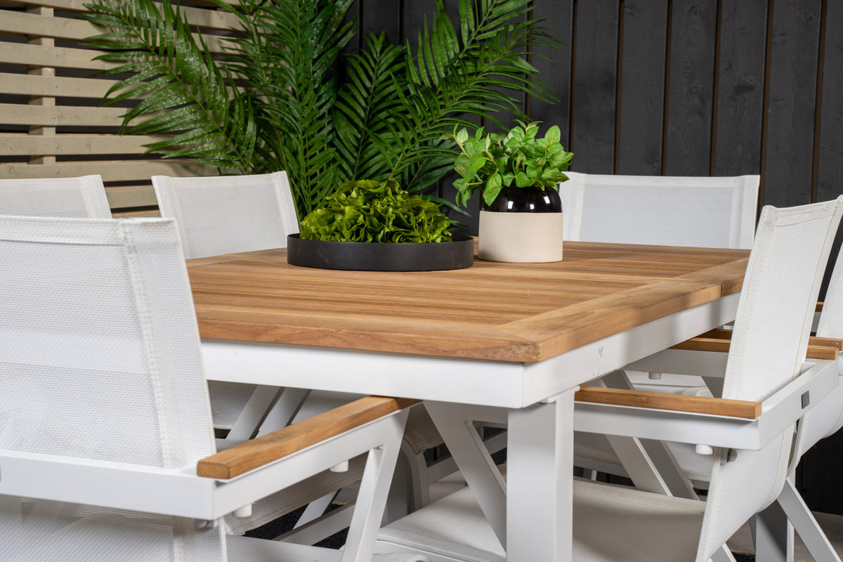 Venture Design Mexico & Panama Matstolar 6-pack Vit + Rektangulära Matbord 160 x 90 Vit