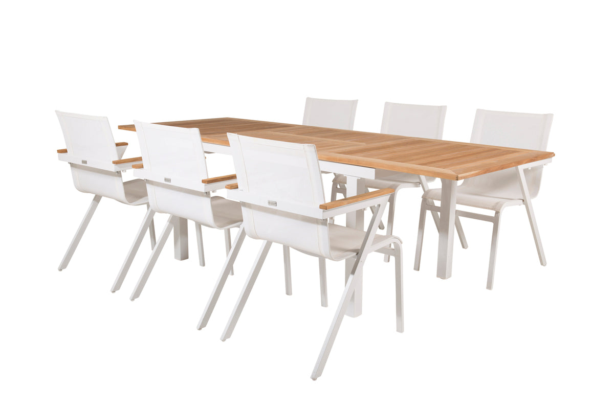 Venture Design Mexico & Panama Matstolar 6-pack Vit + Rektangulära Matbord 160 x 90 Vit