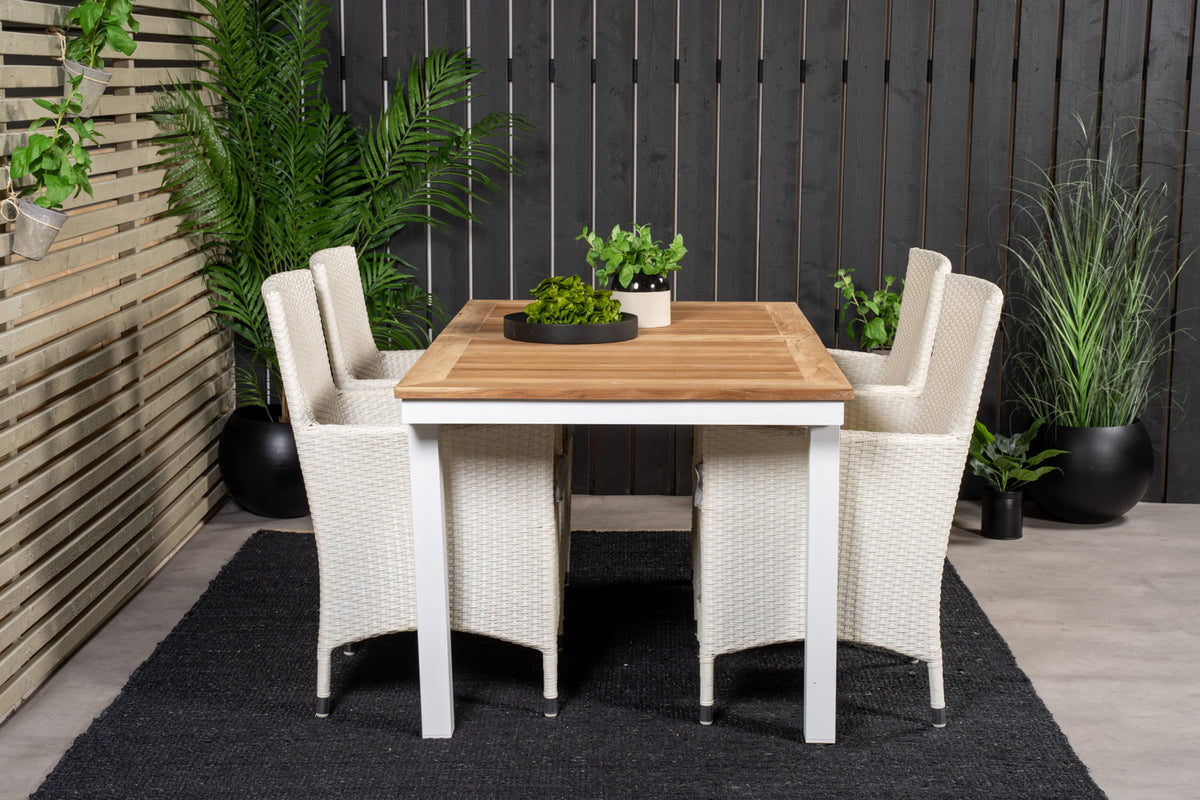 Venture Design Malin & Panama Matstolar Vit + Matbord 160 x 90
