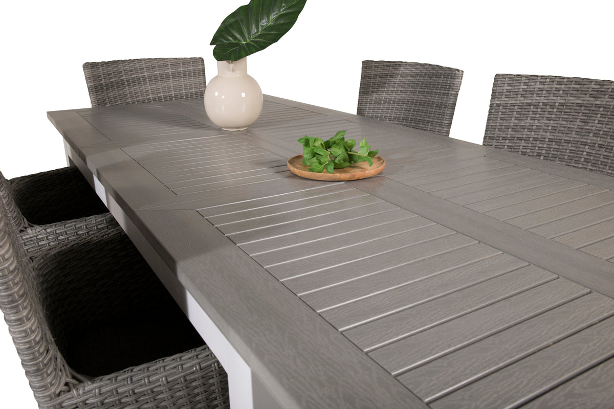 Venture Design Albany & Malin Matbord 152x90 + Matstolar Grå