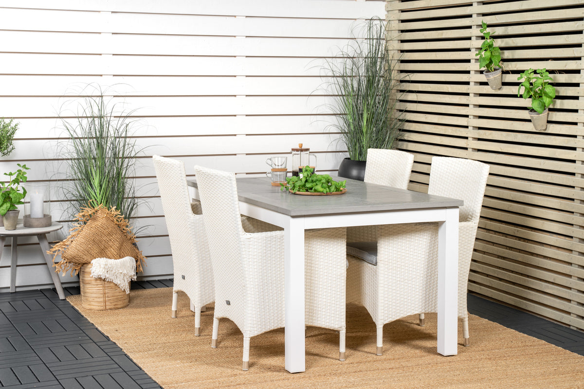 Venture Design Albany & Malin Matbord 152x90 + Matstolar Vit