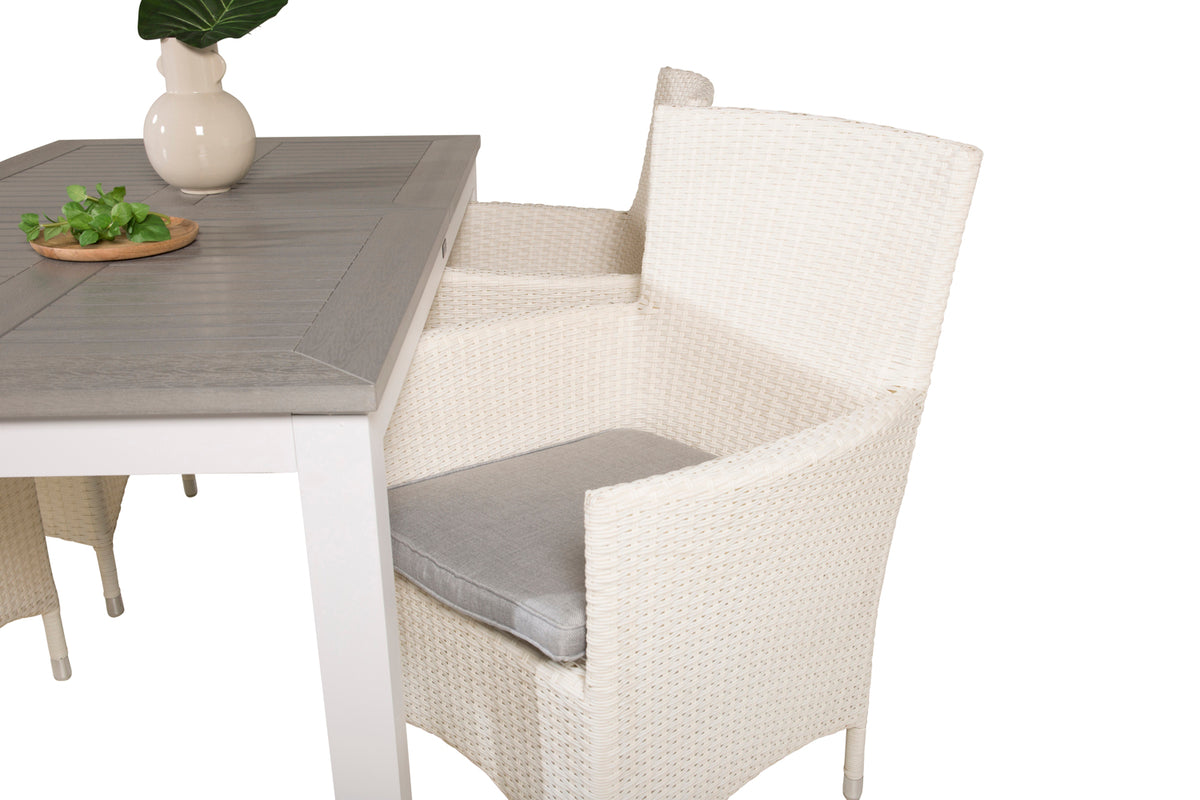 Venture Design Albany & Malin Matbord 152x90 + Matstolar Vit