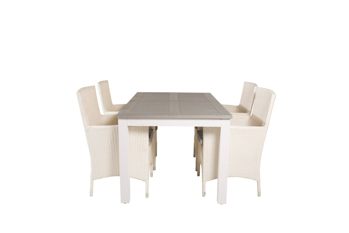 Venture Design Albany & Malin Matbord 152x90 + Matstolar Vit