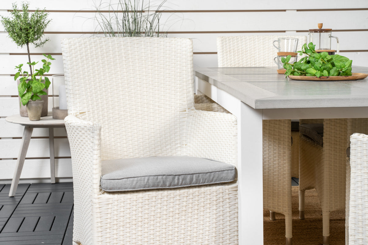 Venture Design Albany & Malin Matbord 152x90 + Matstolar Vit
