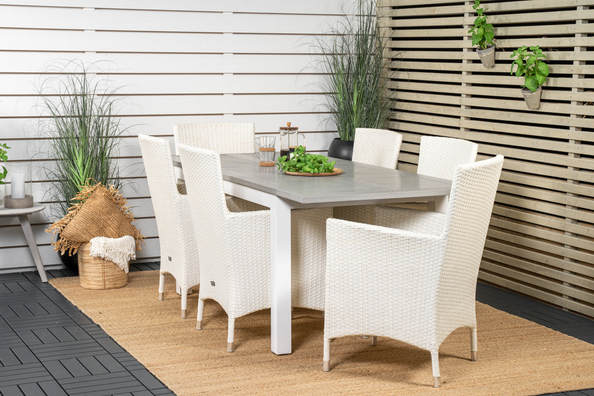 Venture Design Albany & Malin Matbord 152x90 + Matstolar Vit