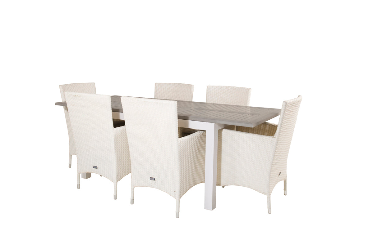 Venture Design Albany & Malin Matbord 152x90 + Matstolar Vit