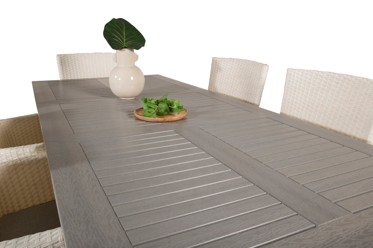 Venture Design Albany & Malin Matbord 152x90 + Matstolar Vit