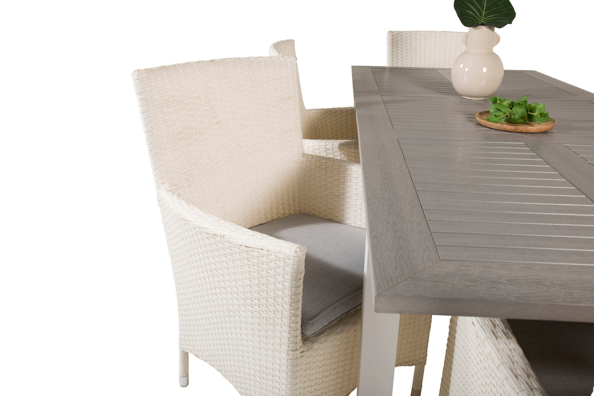 Venture Design Albany & Malin Matbord 152x90 + Matstolar Vit