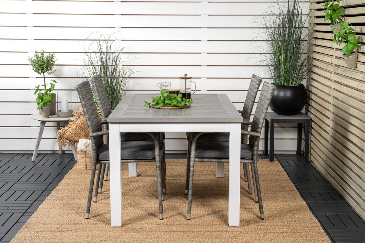 Venture Design Albany & Anna Matbord 152x90 + Matstolar Grå