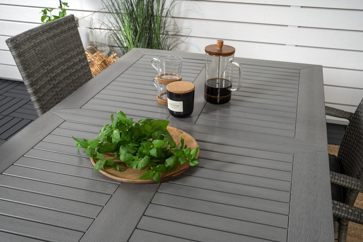 Venture Design Albany & Anna Matbord 152x90 + Matstolar Grå
