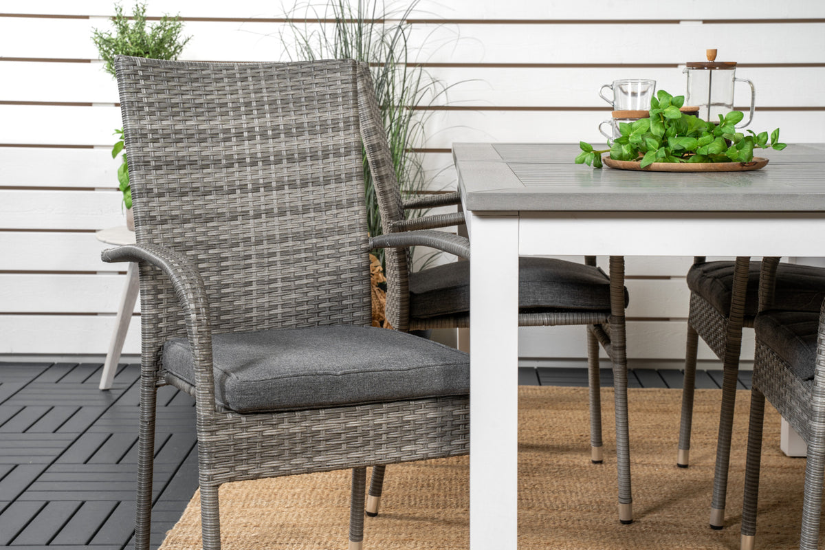 Venture Design Albany & Anna Matbord 152x90 + Matstolar Grå