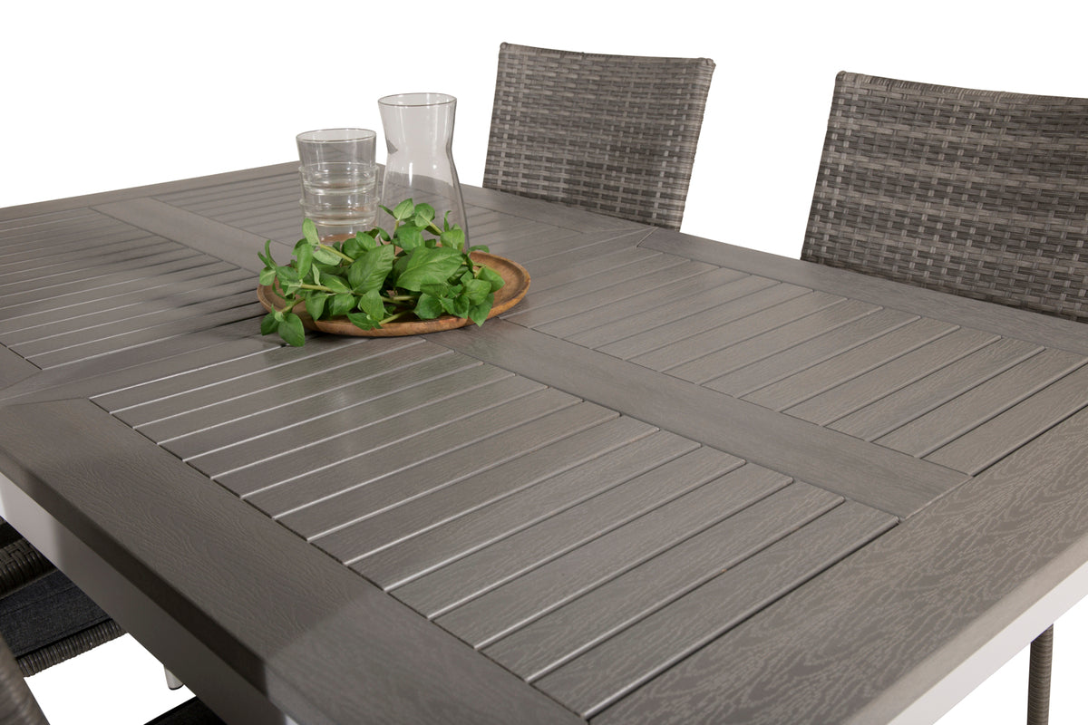 Venture Design Albany & Anna Matbord 152x90 + Matstolar Grå