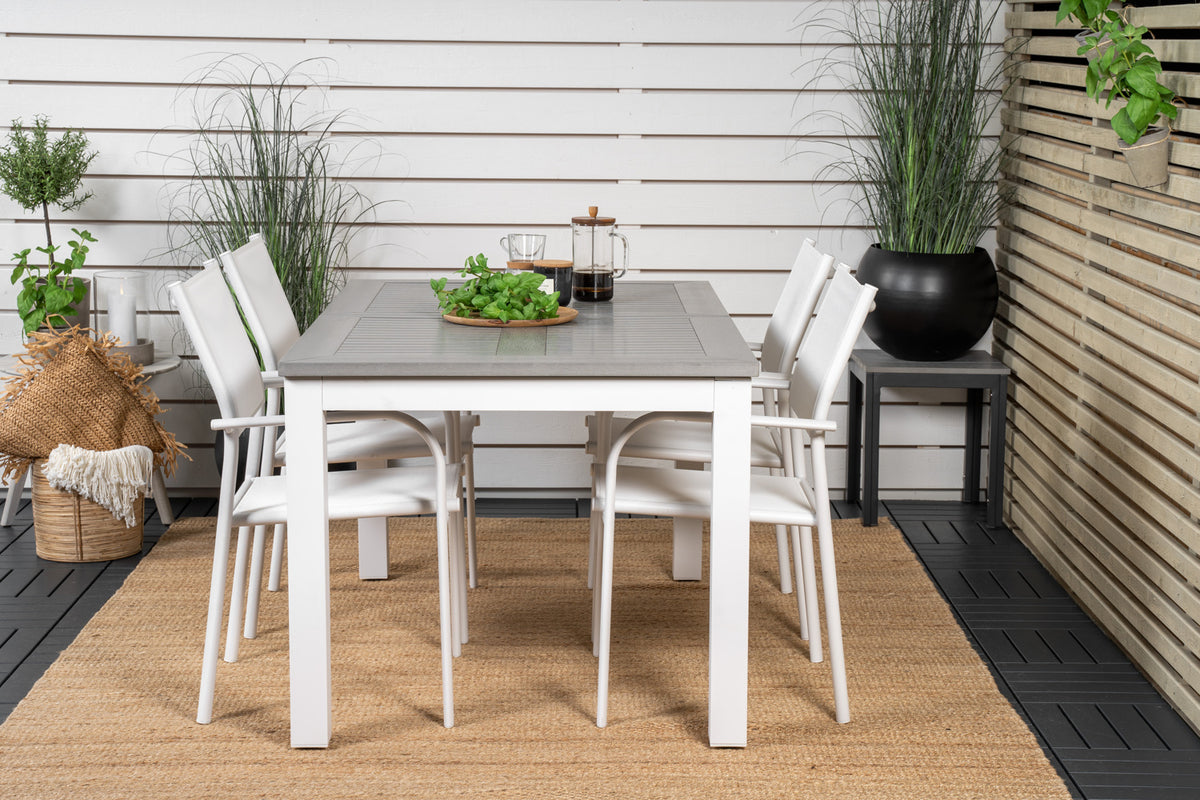 Venture Design Albany & Santorini Rektangulära Matbord 152 x 90 Vit + Matstolar 2-pack Vit