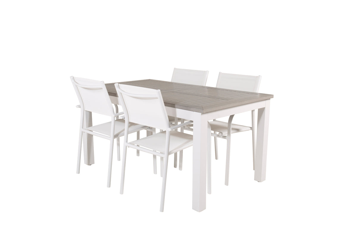 Venture Design Albany & Santorini Rektangulära Matbord 152 x 90 Vit + Matstolar 2-pack Vit