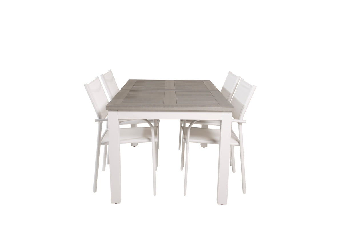Venture Design Albany & Santorini Rektangulära Matbord 152 x 90 Vit + Matstolar 2-pack Vit