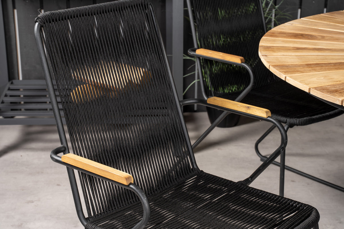 Venture Design Mexico & Bois Matbord ⌀140 + Matstolar Svart