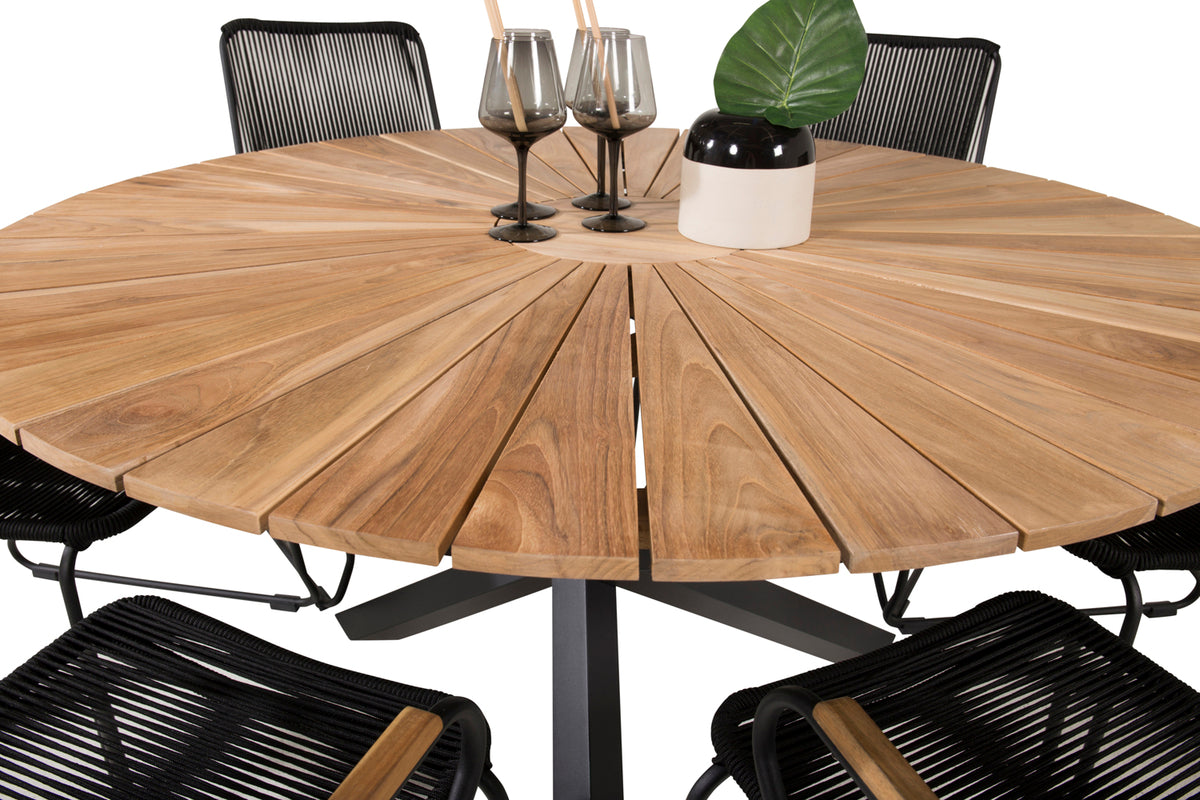 Venture Design Mexico & Bois Matbord ⌀140 + Matstolar Svart