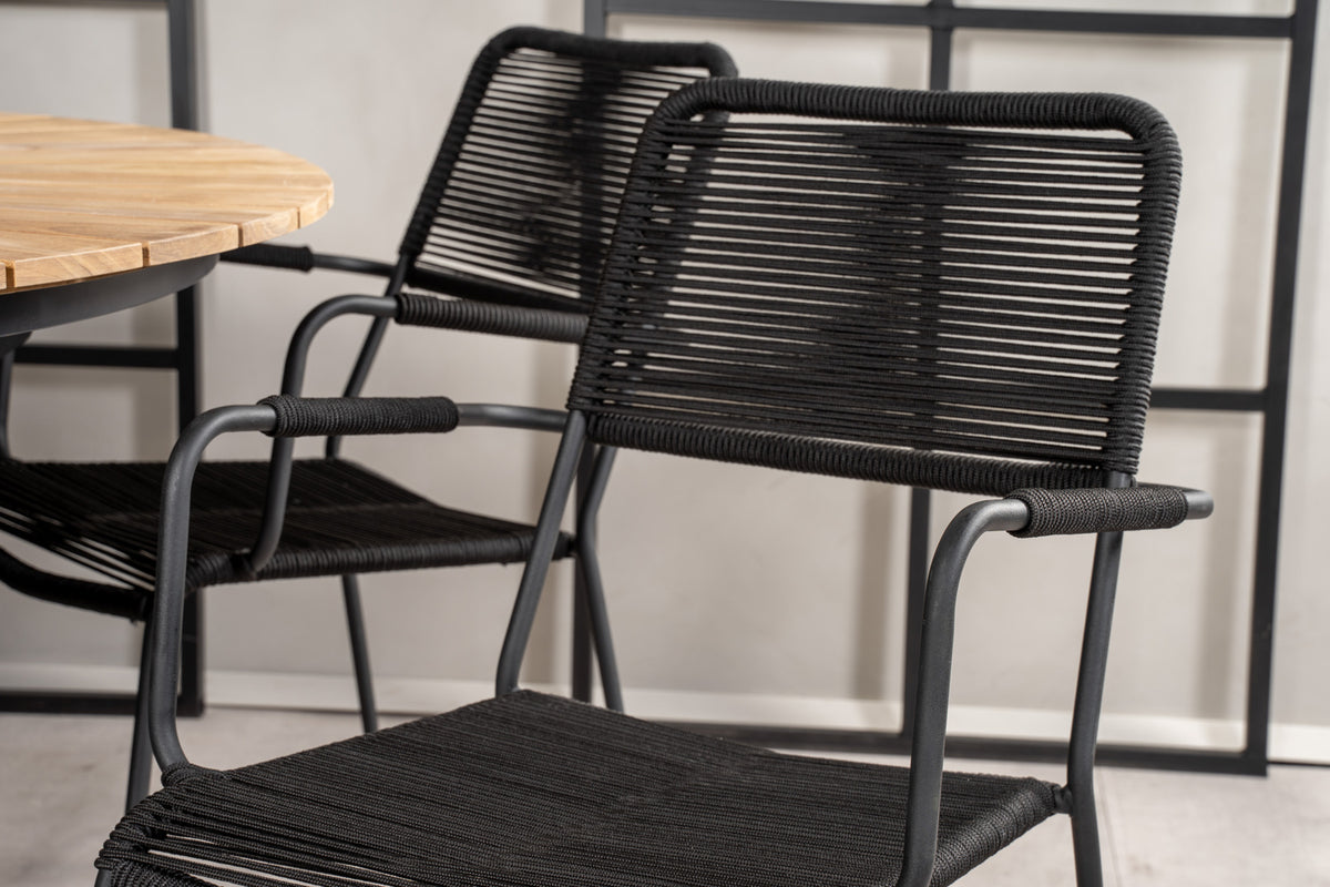 Venture Design Mexico & Lindos Matbord ⌀140 + Matstolar Svart