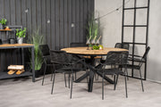 Venture Design Mexico & Lindos Matbord ⌀140 + Matstolar Svart
