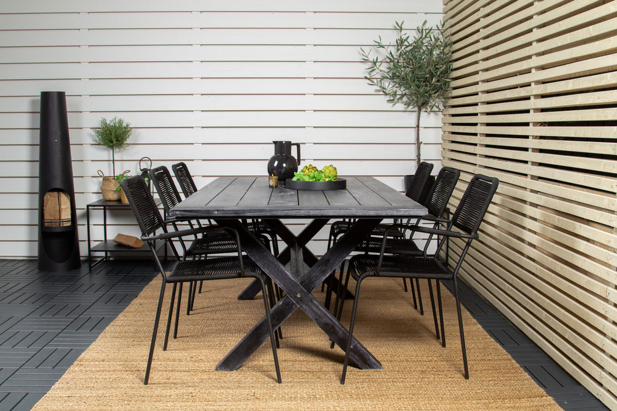 Venture Design Rives & Lindos Matbord 200x100 + Matstolar Svart