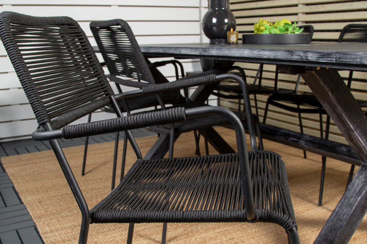Venture Design Rives & Lindos Matbord 200x100 + Matstolar Svart