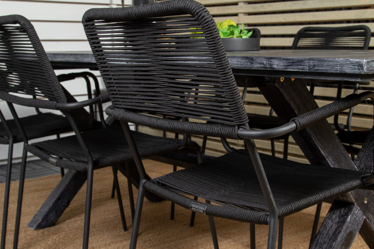 Venture Design Rives & Lindos Matbord 200x100 + Matstolar Svart