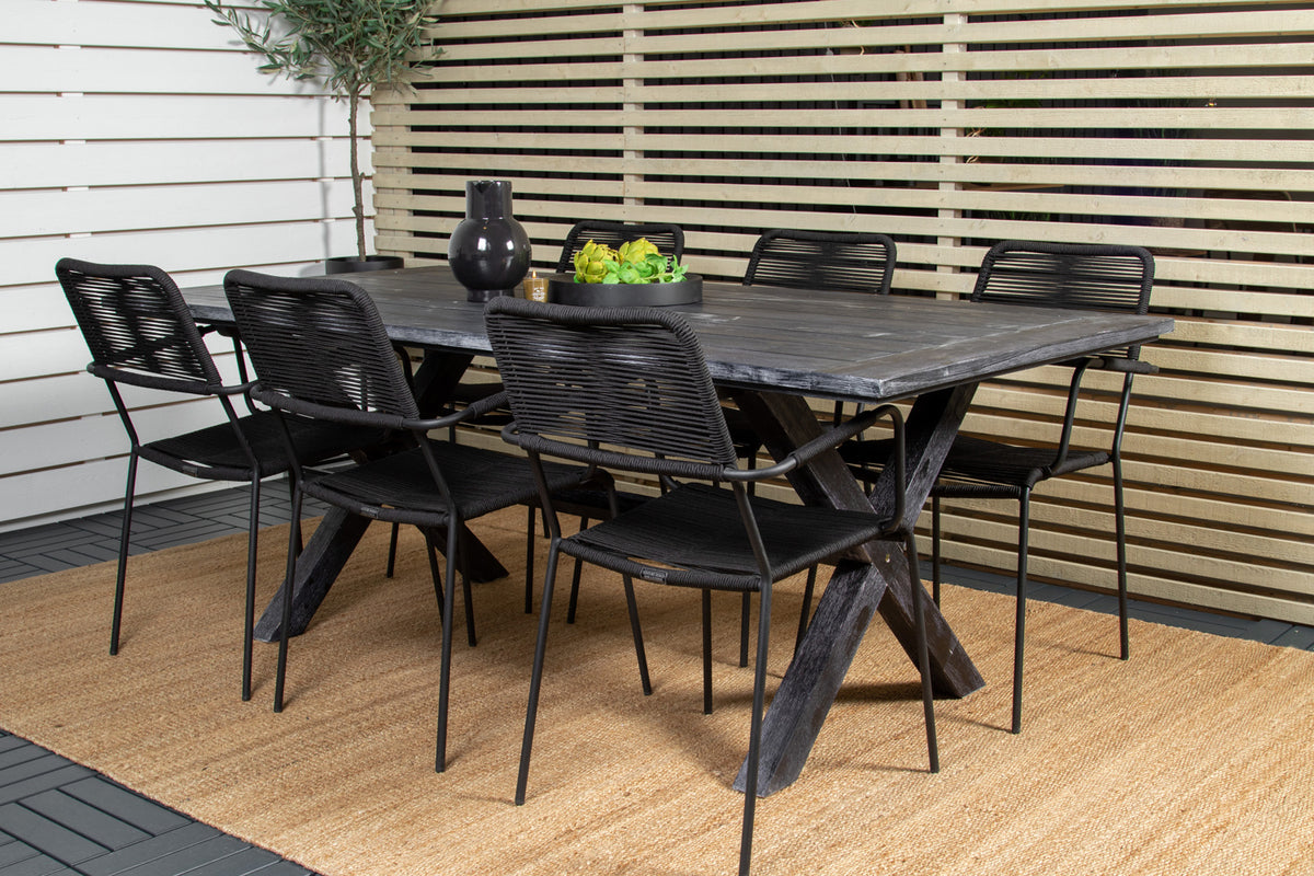 Venture Design Rives & Lindos Matbord 200x100 + Matstolar Svart