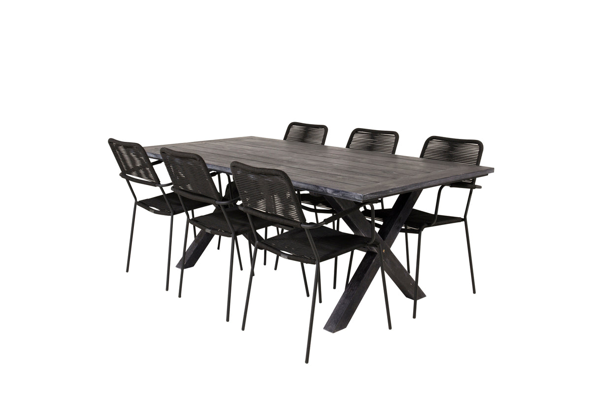 Venture Design Rives & Lindos Matbord 200x100 + Matstolar Svart