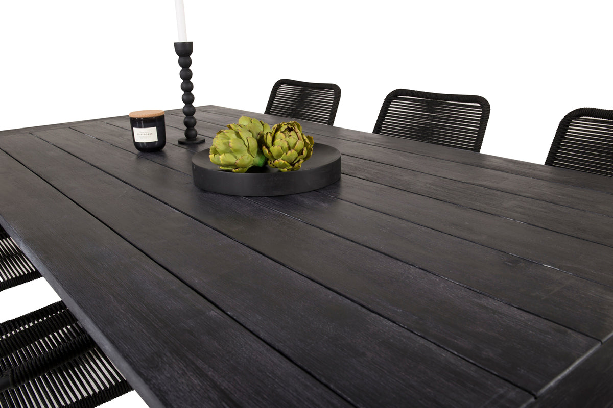 Venture Design Rives & Lindos Matbord 200x100 + Matstolar Svart