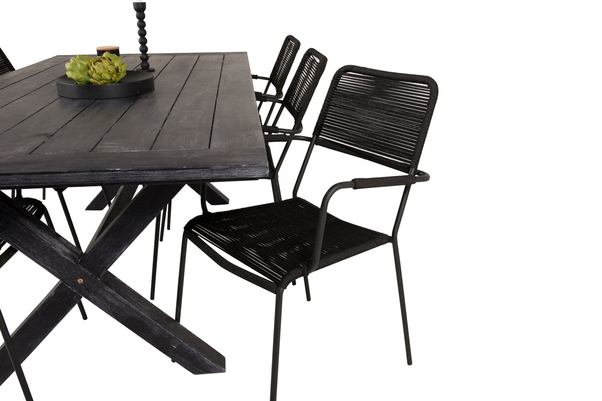 Venture Design Rives & Lindos Matbord 200x100 + Matstolar Svart