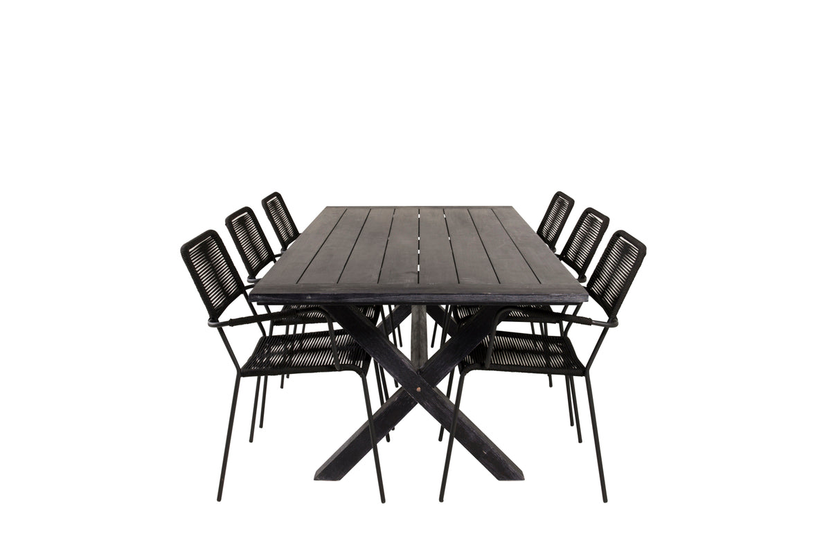 Venture Design Rives & Lindos Matbord 200x100 + Matstolar Svart