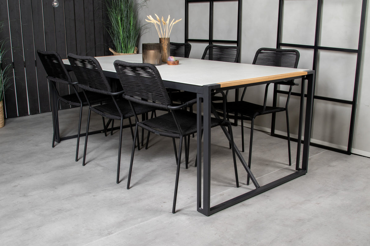 Venture Design Lindos & Texas Matstolar Svart + Matbord 200x100