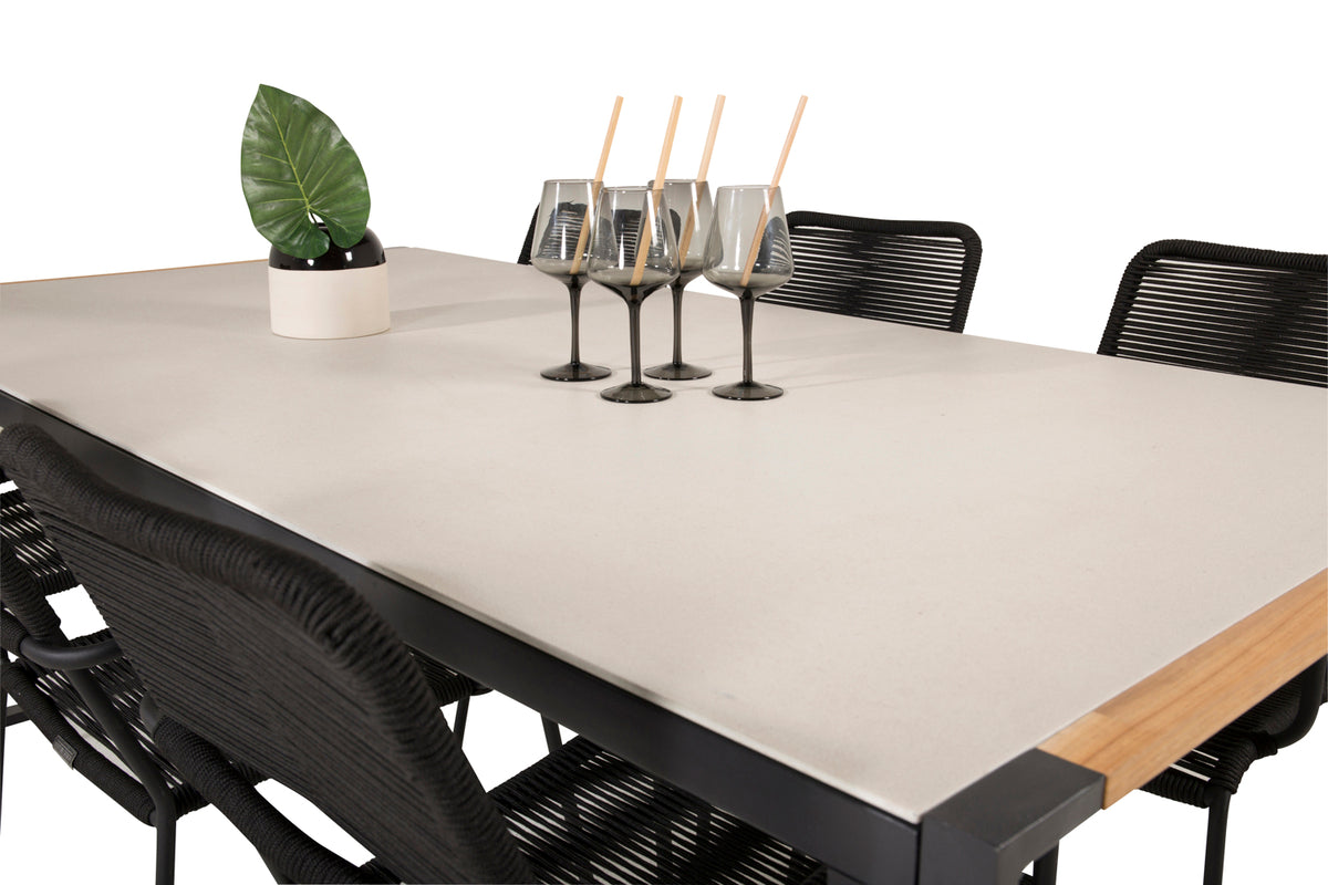 Venture Design Lindos & Texas Matstolar Svart + Matbord 200x100