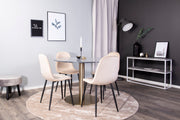 Venture Design Polar & Estelle Matstolar 2-pack Beige + Runda Matbord ⌀106 Mörkgrå