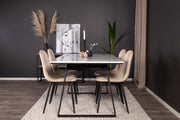 Venture Design Estelle & Polar Rektangulära Matbord 140 x 90 Svart + Matstolar 2-pack Beige