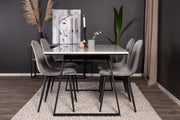 Venture Design Estelle & Polar Rektangulära Matbord 140 x 90 Svart + Matstolar 2-pack Grå