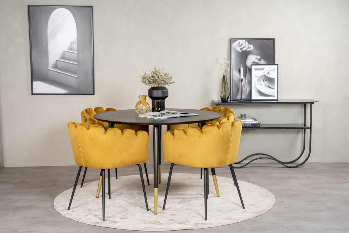 Venture Design Limhamn & Dipp Matstolar Gul + Matbord ⌀115