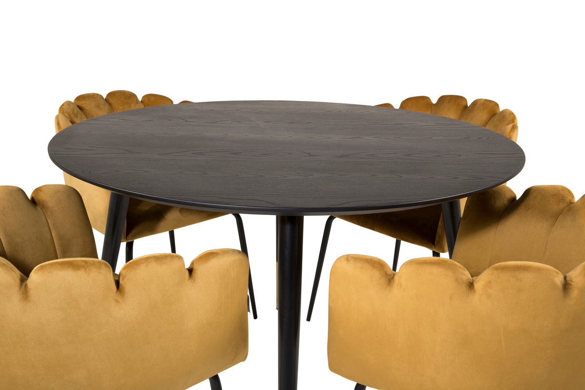 Venture Design Limhamn & Dipp Matstolar Gul + Matbord ⌀115