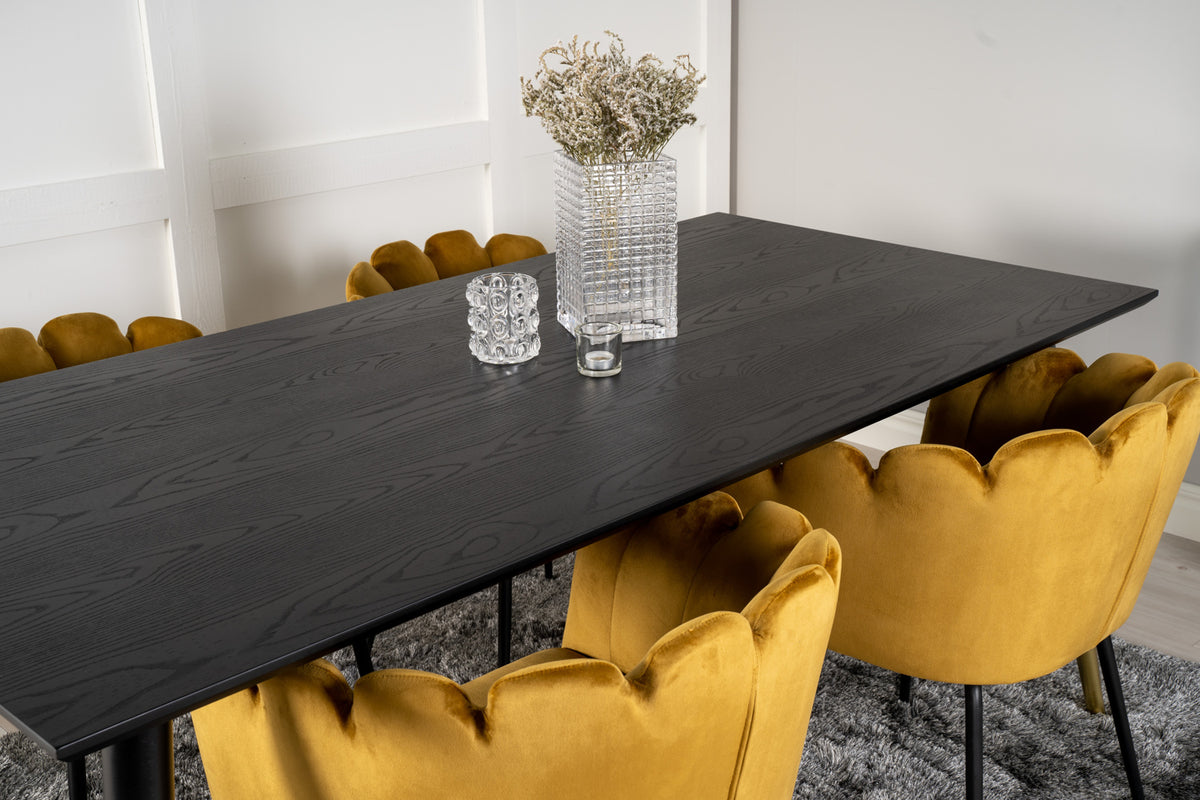 Venture Design Limhamn & Dipp Matstolar Gul + Rektangulära Matbord 180 x 90 Svart
