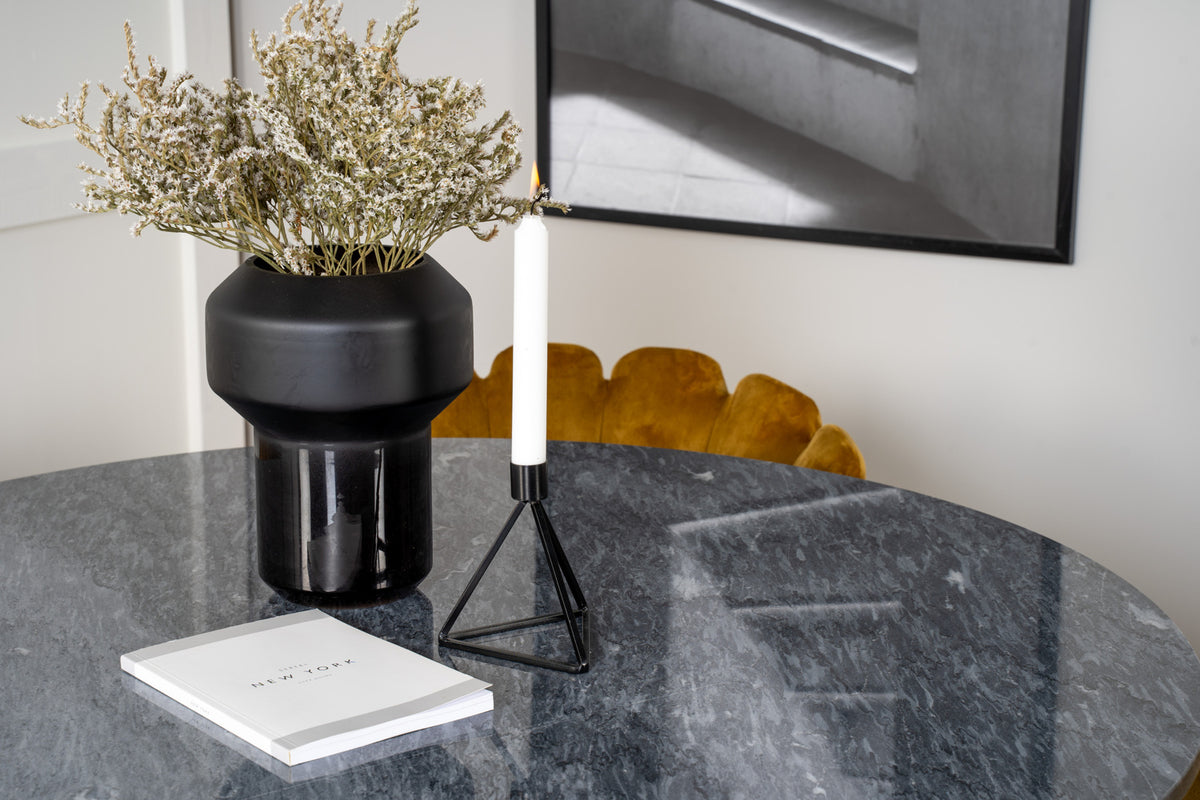 Venture Design Limhamn & Estelle Matstolar Gul + Runda Matbord ⌀106 Mörkgrå