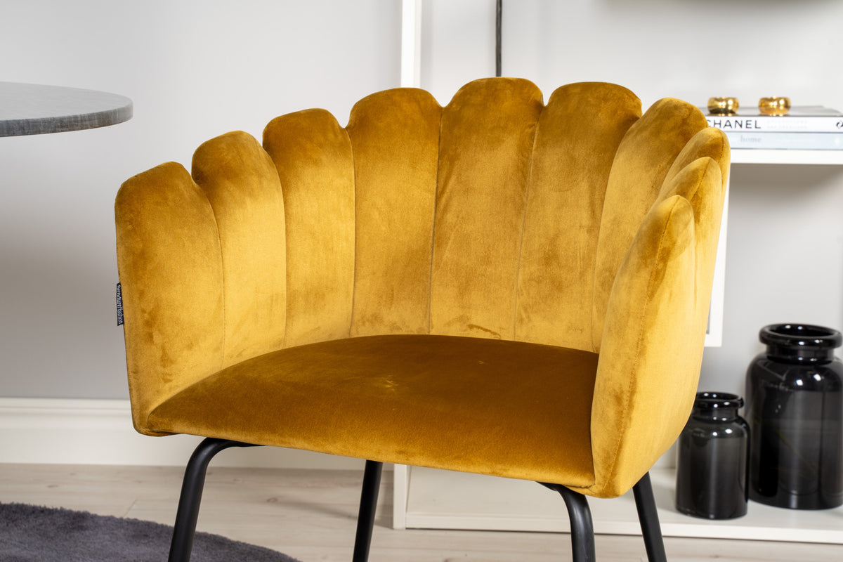 Venture Design Limhamn & Estelle Matstolar Gul + Runda Matbord ⌀106 Mörkgrå