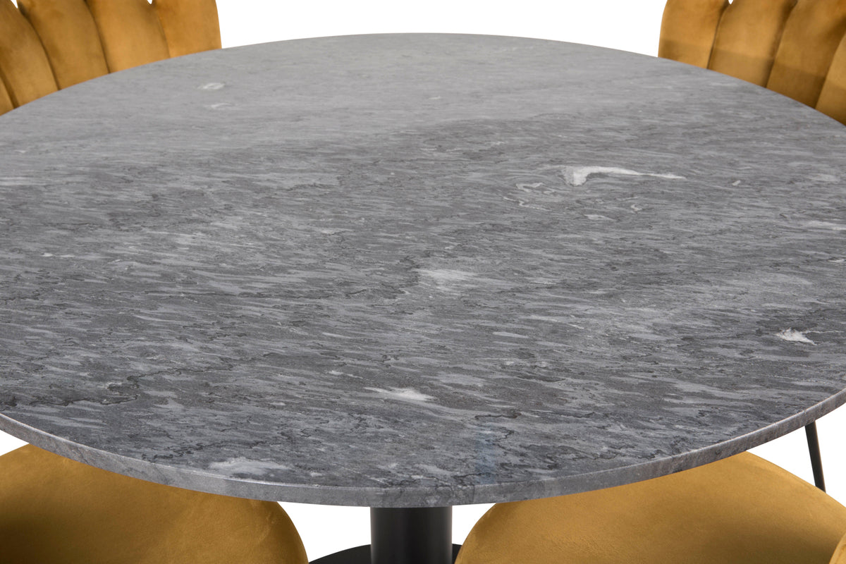 Venture Design Limhamn & Estelle Matstolar Gul + Matbord ⌀106