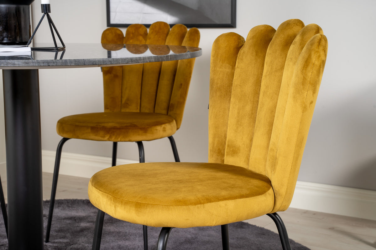 Venture Design Limhamn & Estelle Matstolar Gul + Matbord ⌀106