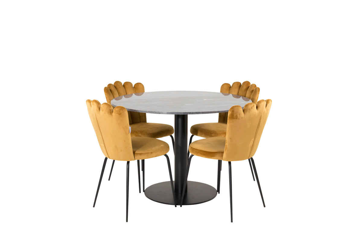 Venture Design Limhamn & Estelle Matstolar Gul + Matbord ⌀106